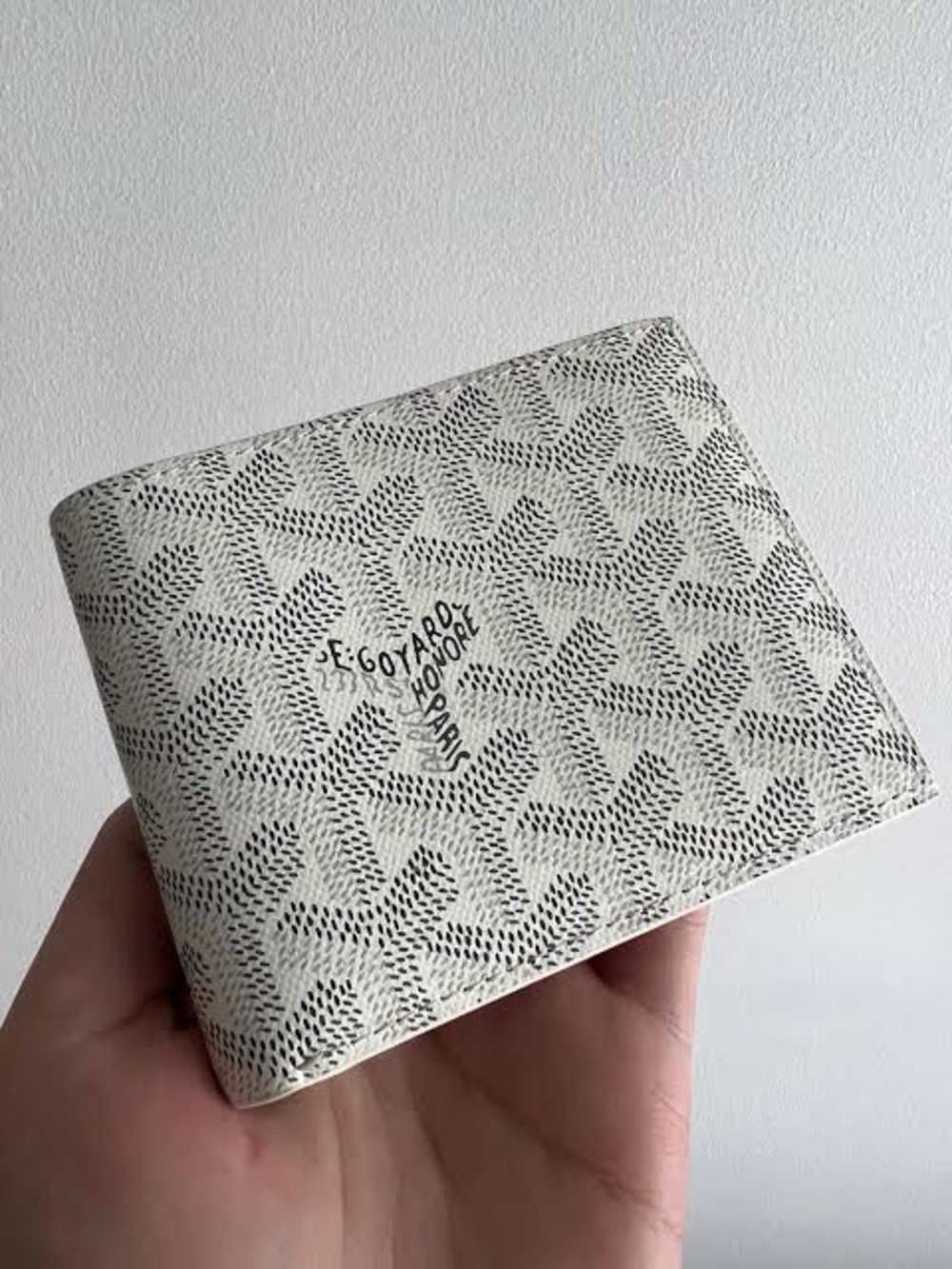Goyard White and Black Goyardine Bi-Fold Wallet